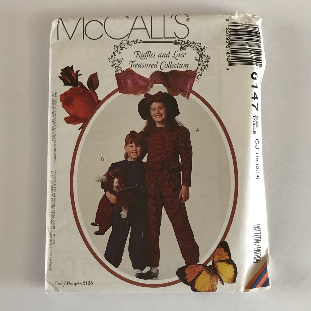 🧵3for12🧵 VTG McCall’s Pattern 6147 Child’s Blouse Pants Hat Doll’s Clothes